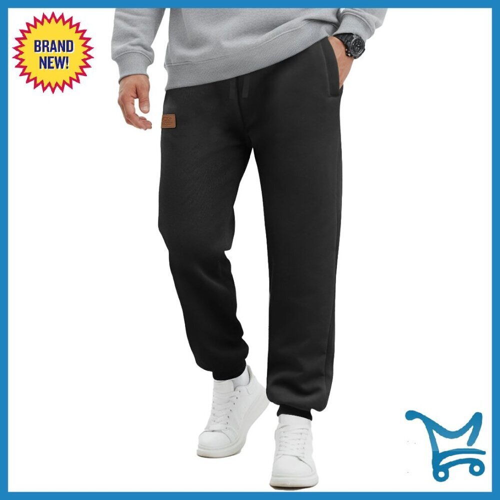Men's Sherpa-Lined Joggers Winter Warm Active Running Sweatpants